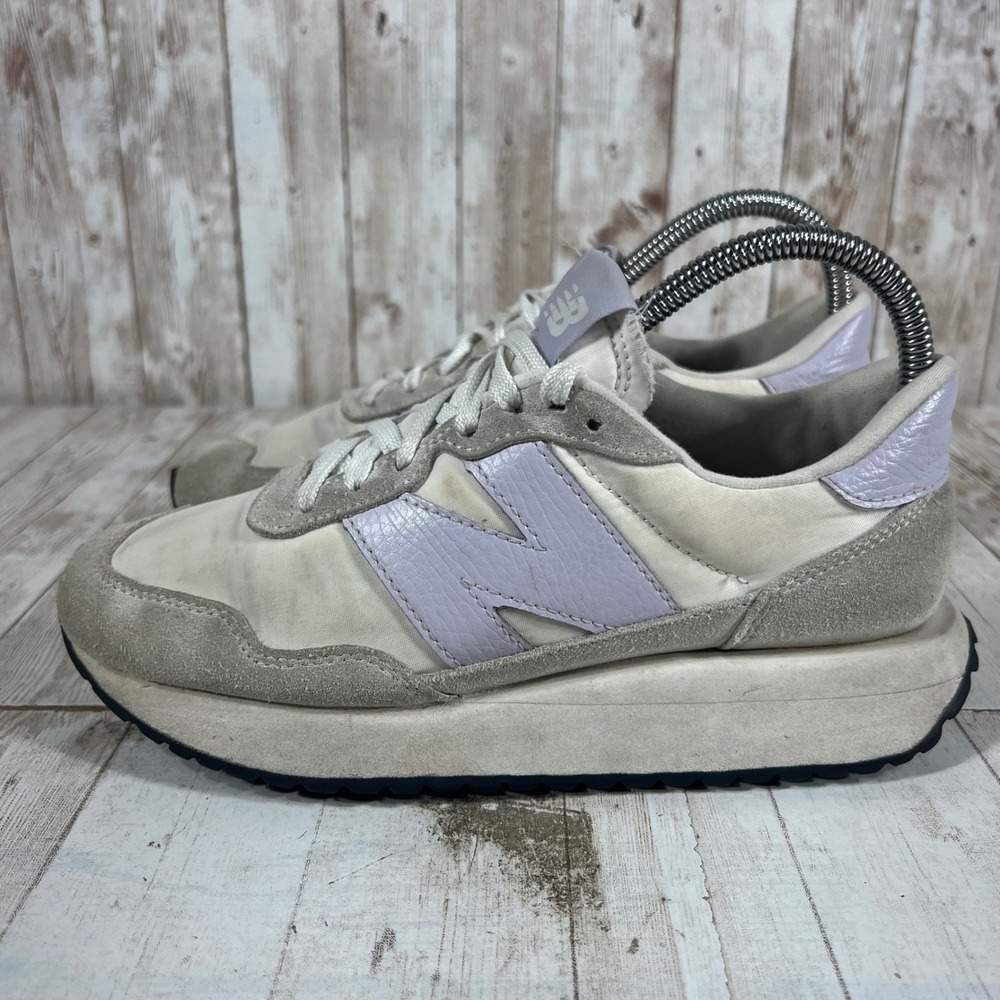 New Balance 237 Womens Sneakers Cream Grey Lilac WS237YD Size 6.5